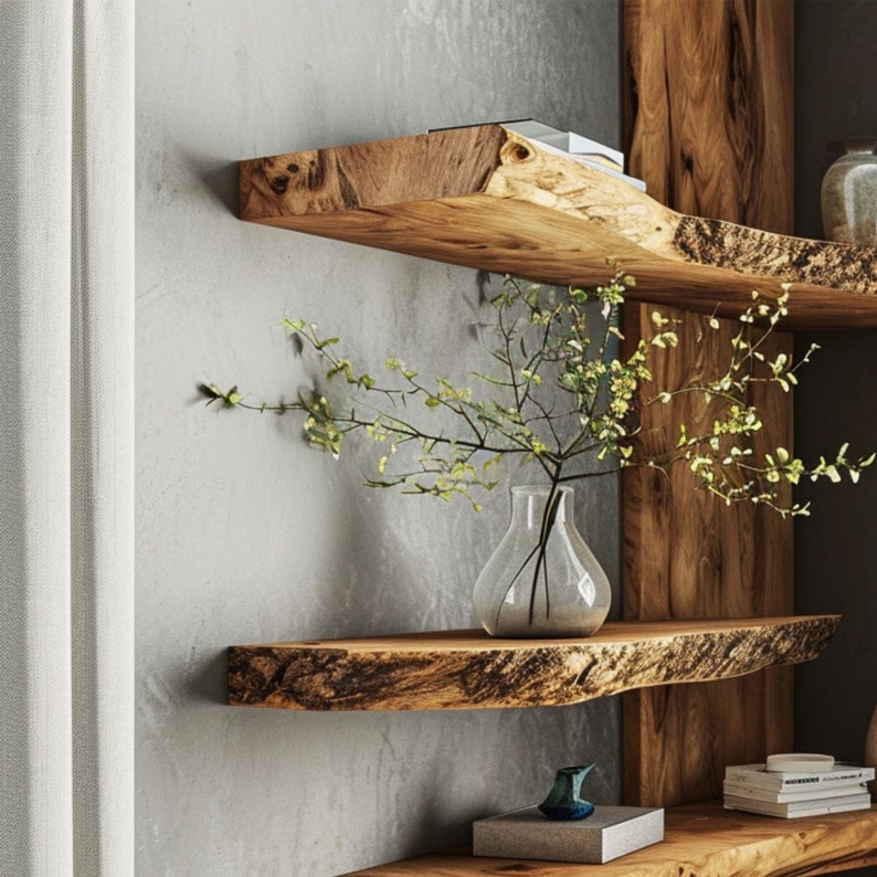 Live Edge Floating Shelf Wood Shelves SINLFL012