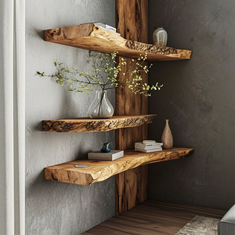 Live Edge Floating Shelf Wood Shelves SINLFL012