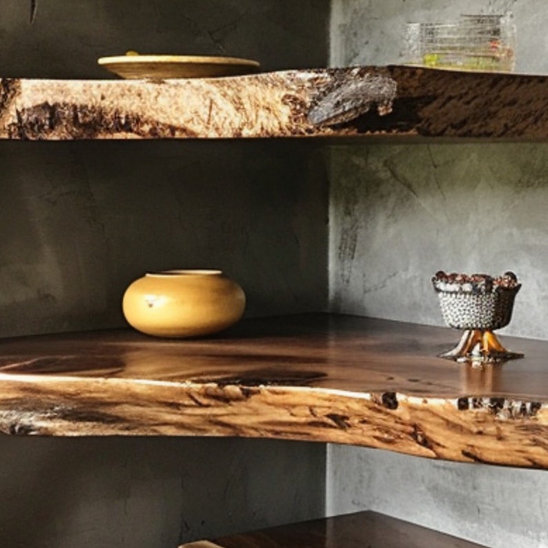 Walnut Live Edge Shelf Custom Shelf SINLFL009