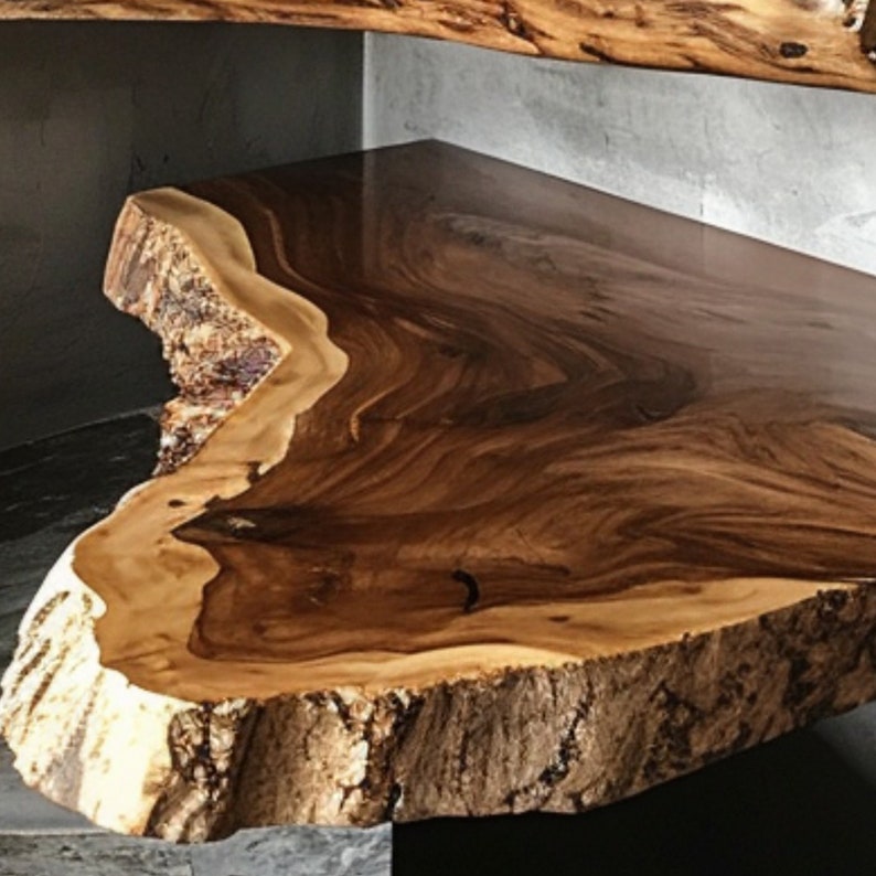 Walnut Live Edge Shelf Custom Shelf SINLFL009