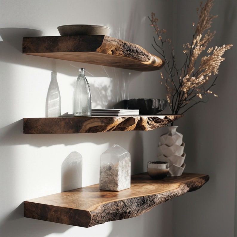 Floating Wall Shelf Live Edge Shelf Decor SINLFL004