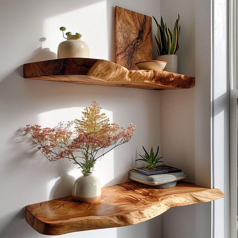 Walnut Live Edge Shelf Decor SINLFL016