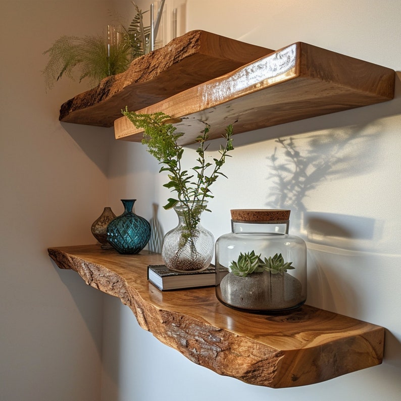 Walnut Live Edge Shelf Decor SINLFL016