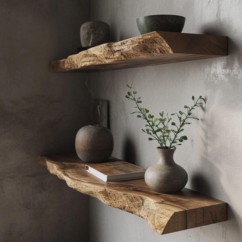 Walnut Live Edge Shelf Decor SINLFL016