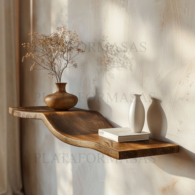 Wavy Live Edge Floating Shelves SINLWV001