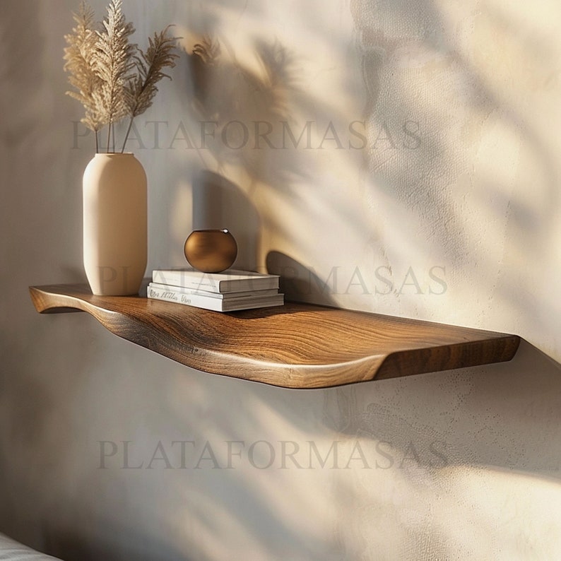 Wavy Live Edge Floating Shelves SINLWV001