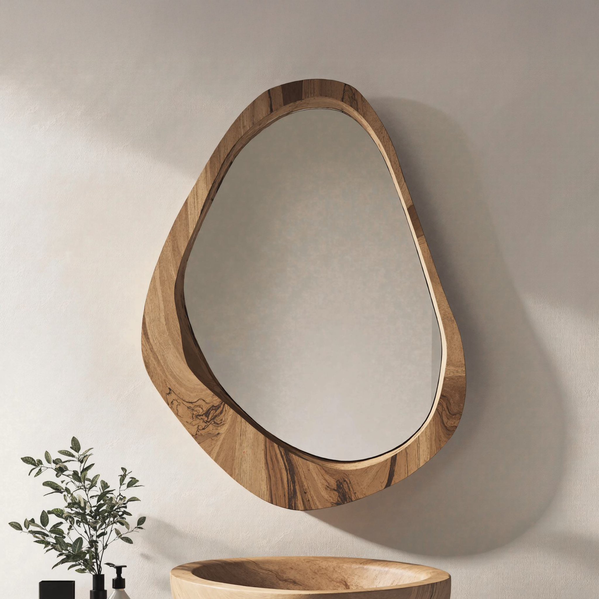 Asymmetrical Wooden Frame Mirror SILDTMI018