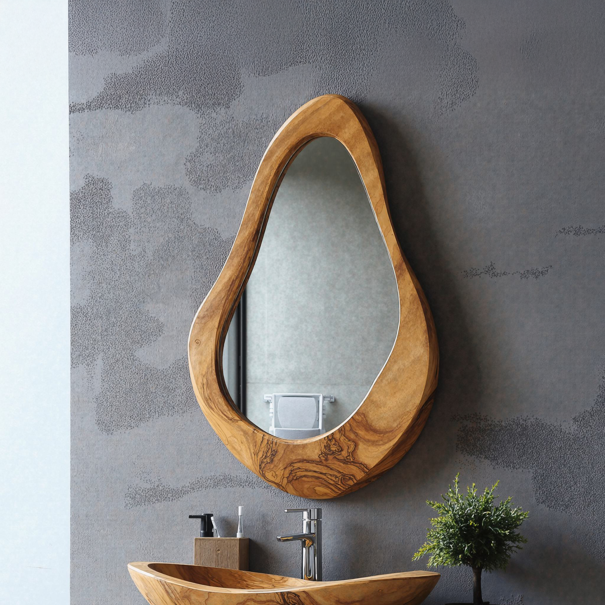 Elegant Wooden Mirror With Asymmetrical Shape SILDTMI017