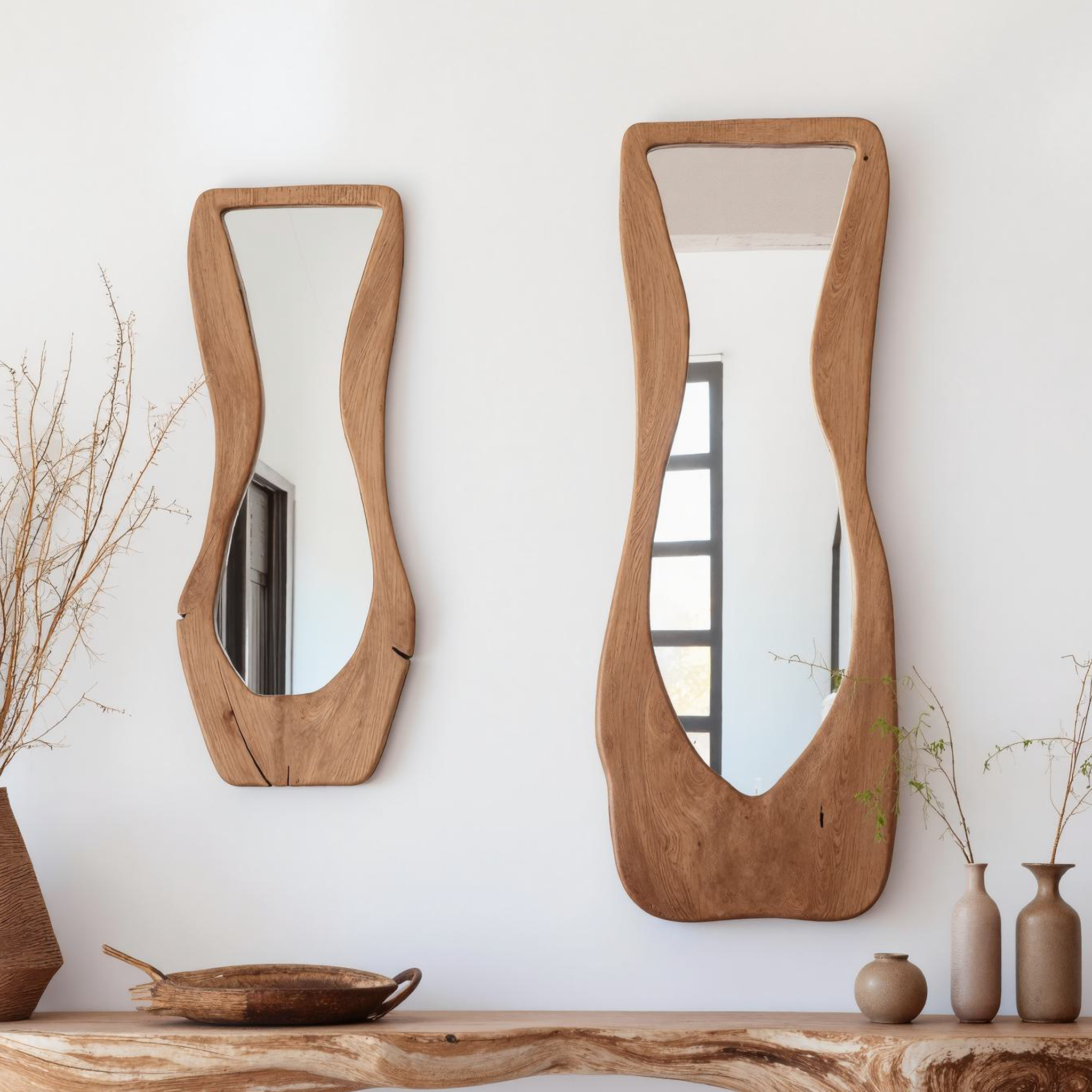 Entryway Mirror Asymmetrical Wooden Mirror SILDTMI024