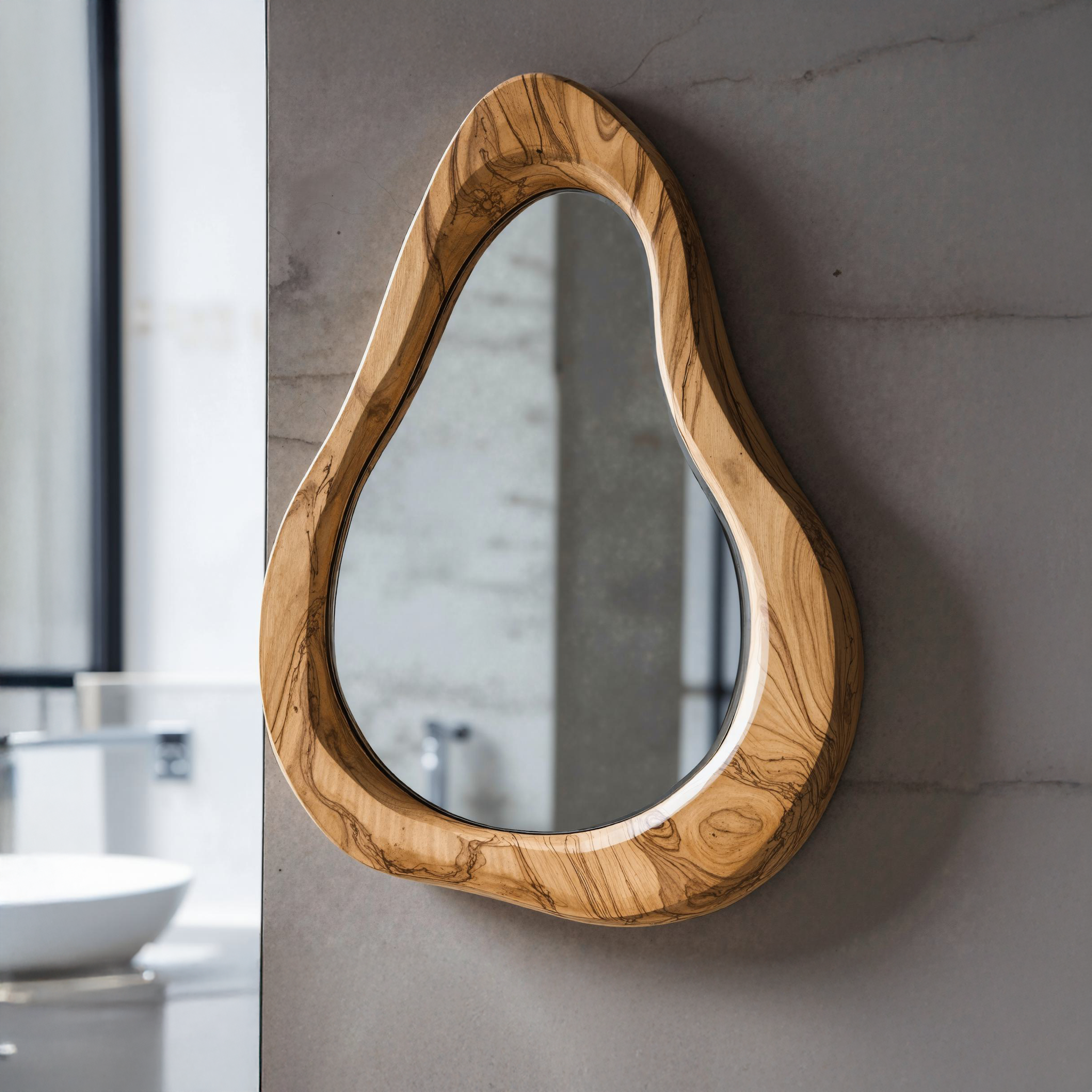 Wooden Irregular Mirror Asymmetrical Mirror SILDTMI014