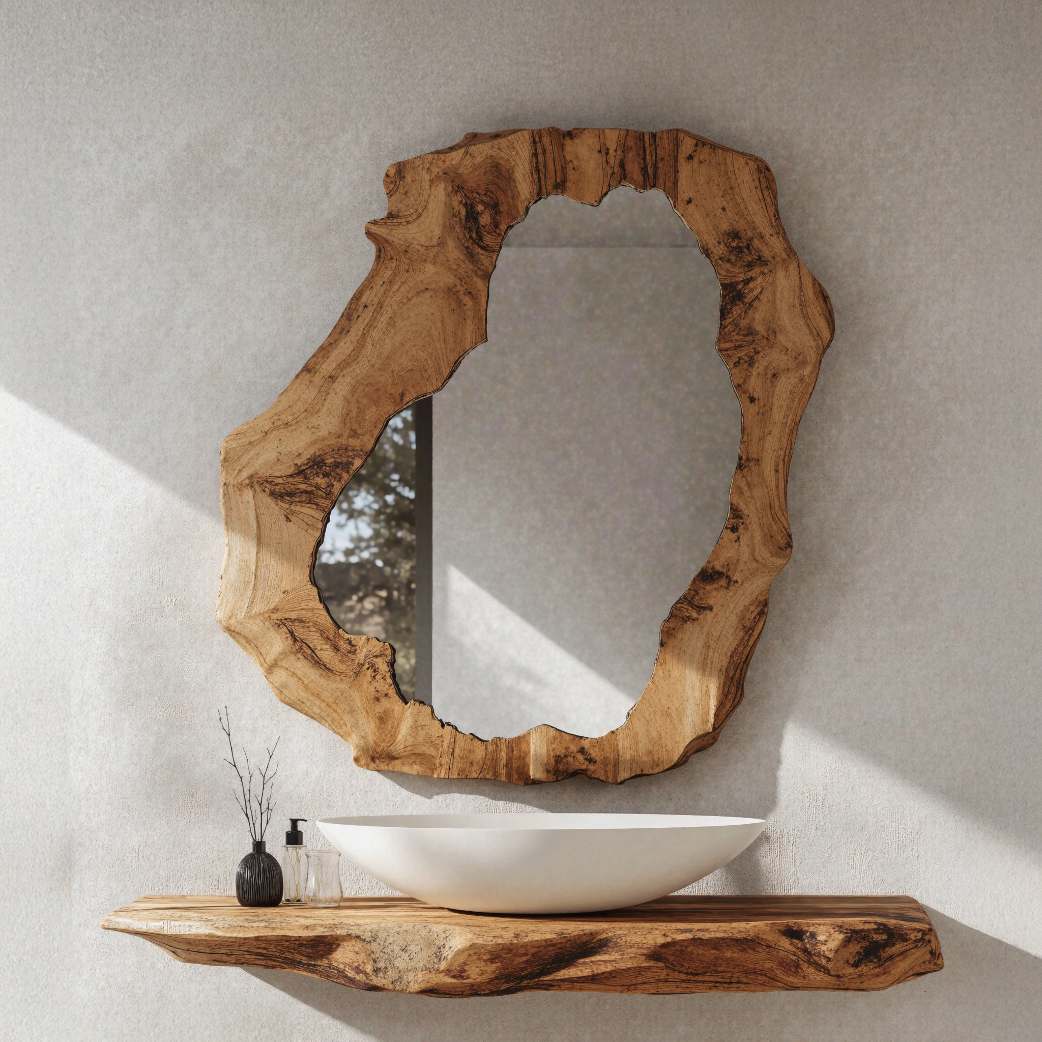 Natural Wood Bathroom Vanity Mirror SILDTMI002