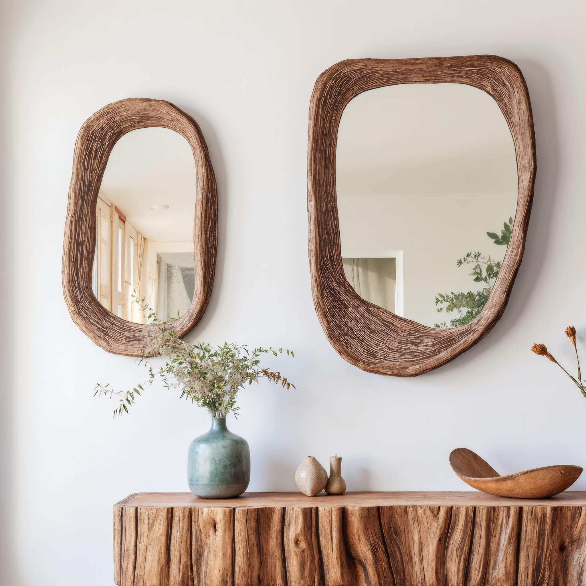 Wood Framed Mirror Farmhouse Bathroom Mirror SILDTMI040