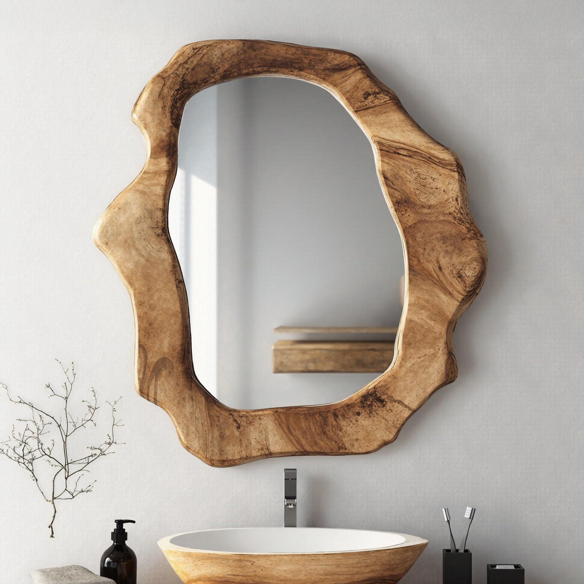 Brown Wood Mirror For Wall Decor SILDTMI006