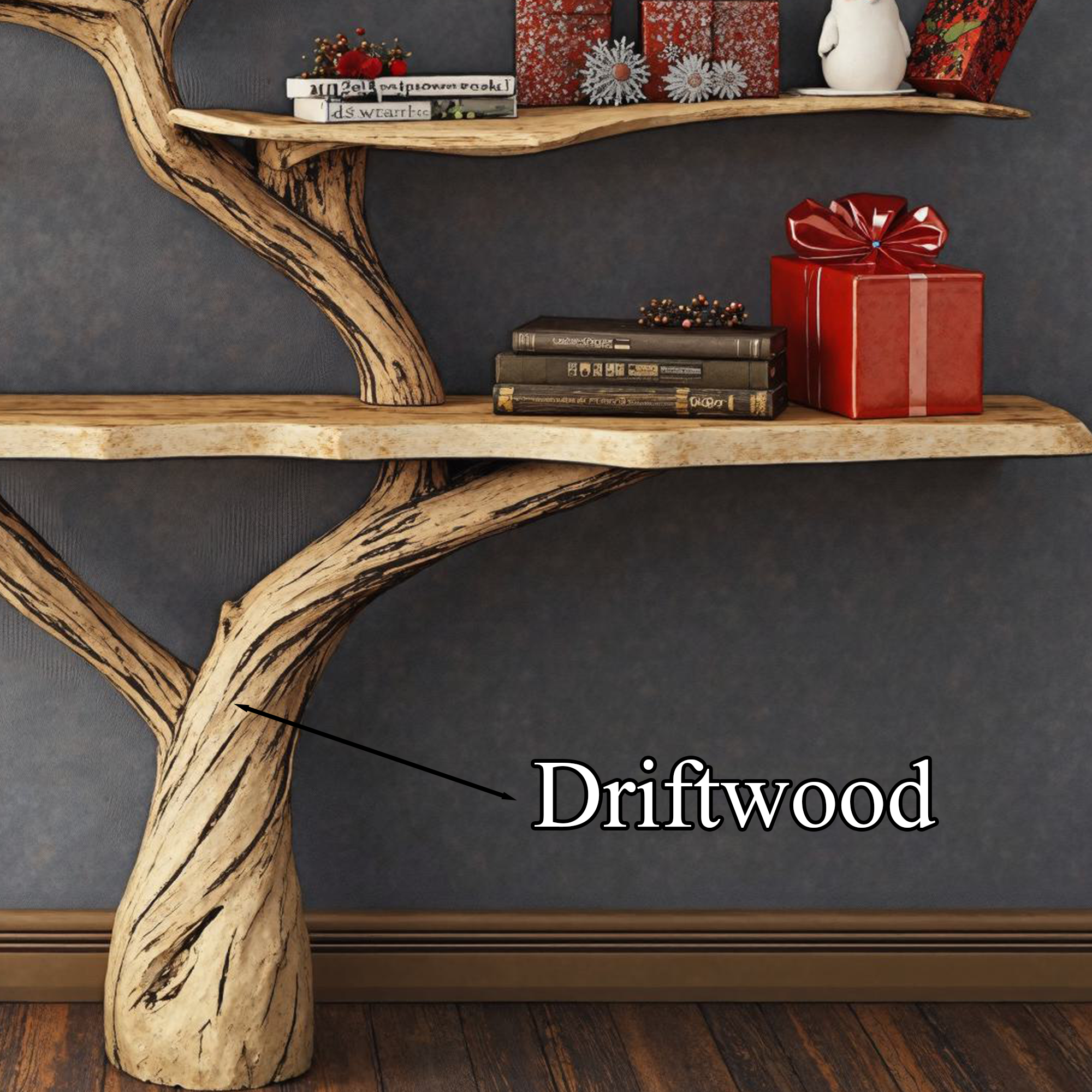 Wooden Rustic Console Table With Tree Bookshelf SINLCM013