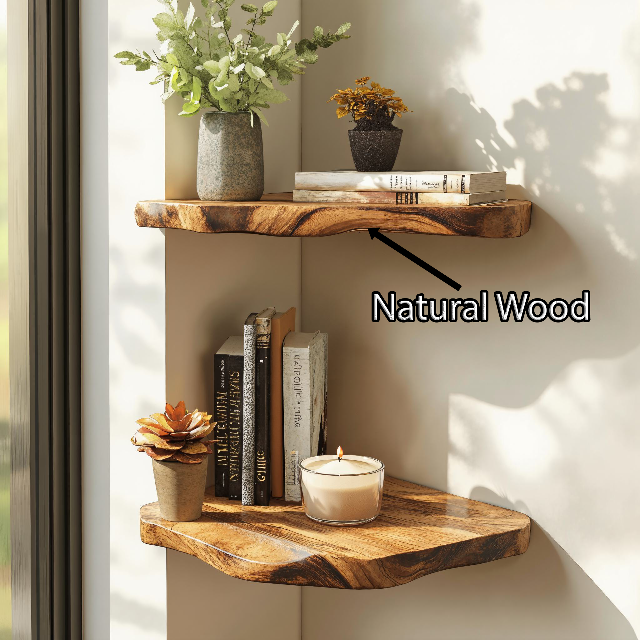 Modern Rustic Floating Corner Shelves For Living Room SILDTCN047