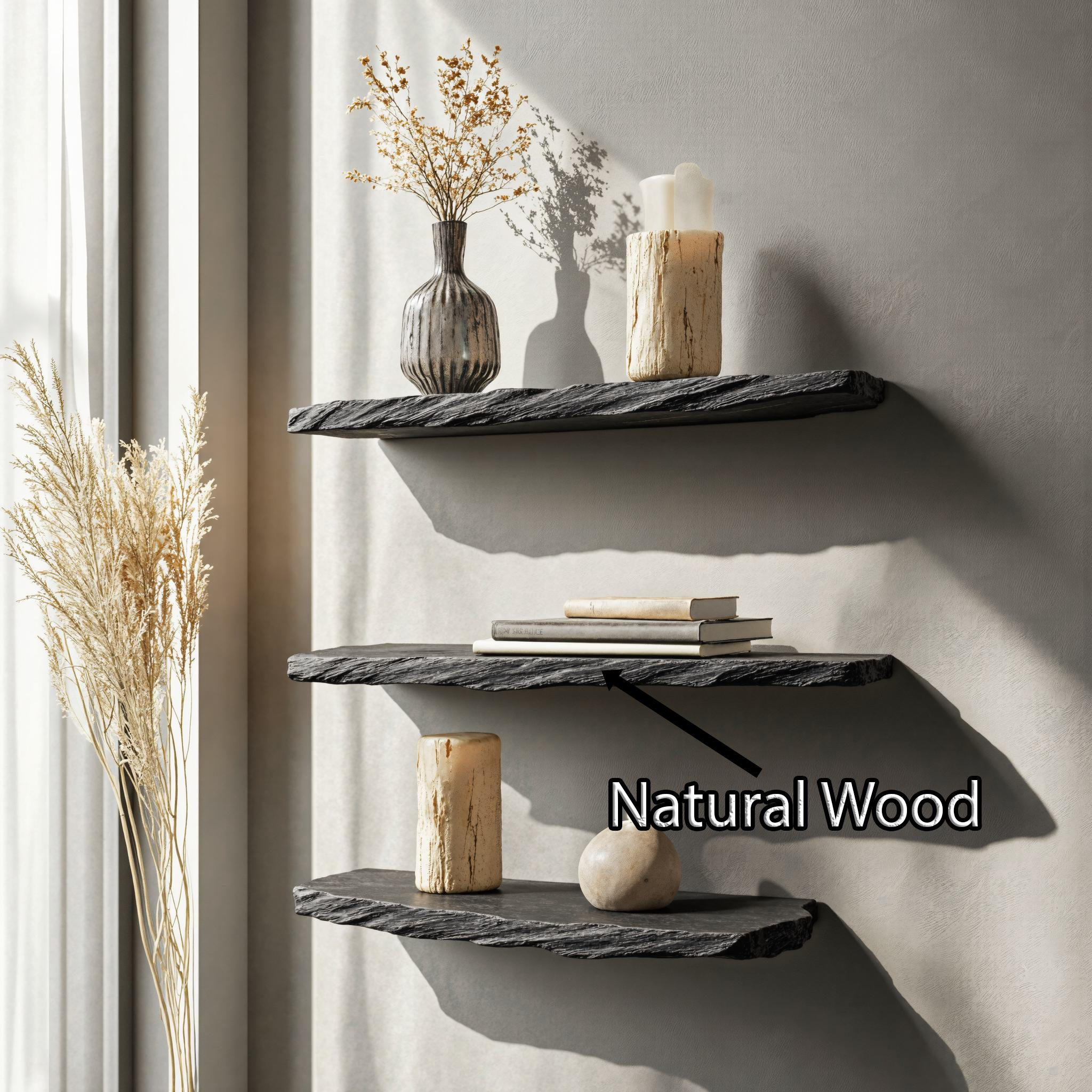 Farmhouse Black Wood Floating Shelves For Living Room SILDTFL128