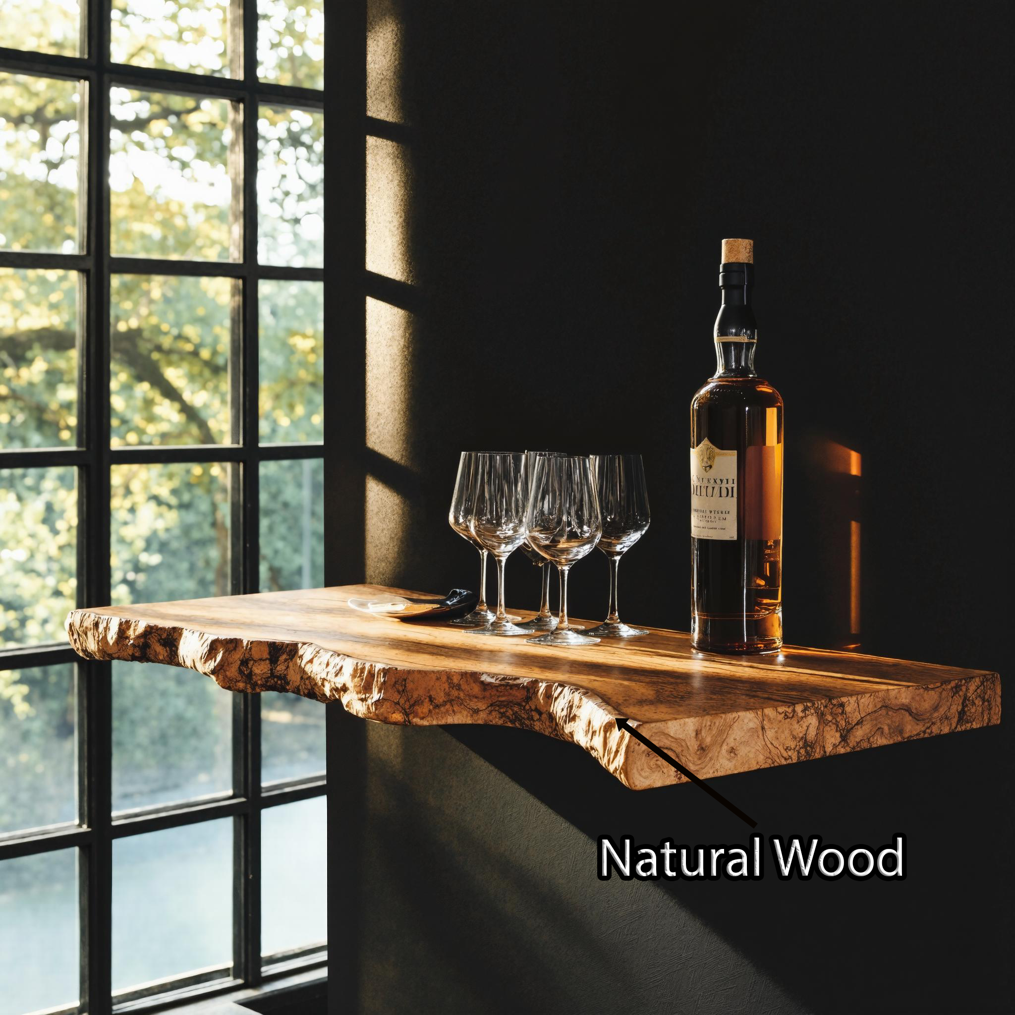 Modern Natural Wood Floating Bar Shelf For Elegant Home Decor SILDTBAR009