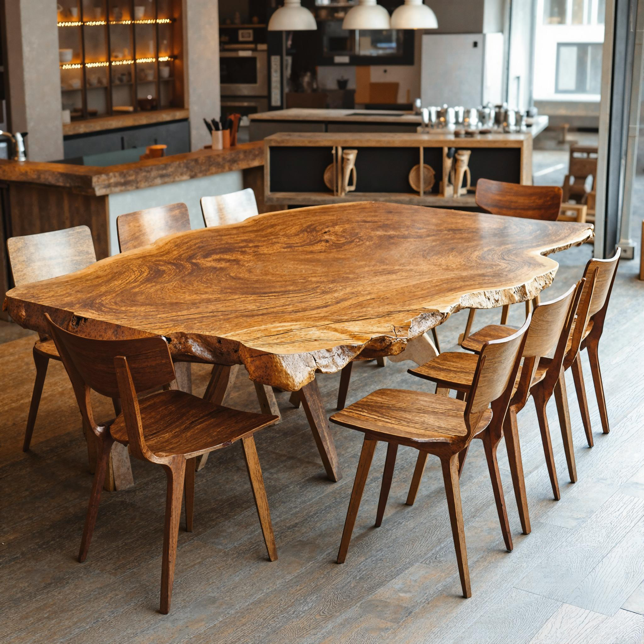 Modern Large Natural Wood Dining Table For Open Concept Dining SILDTDN012