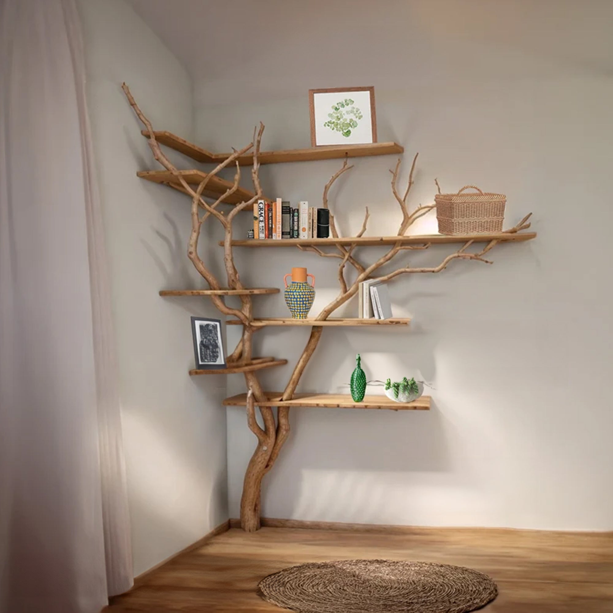 Tree Bookshelf Driftwood Branch Wall Mount SINLTB017