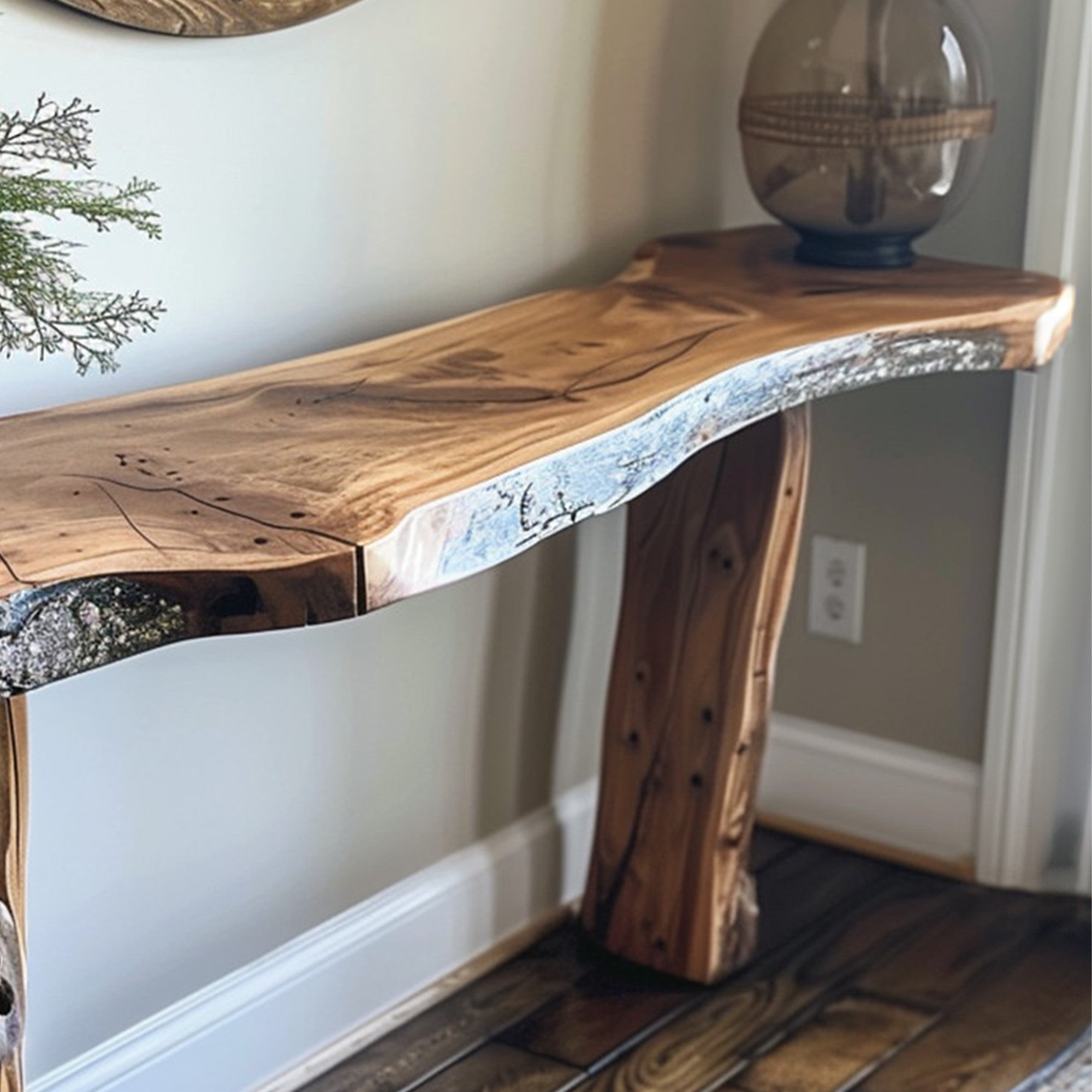 Rustic Side Table Dark Wood Console Table SINLCS030