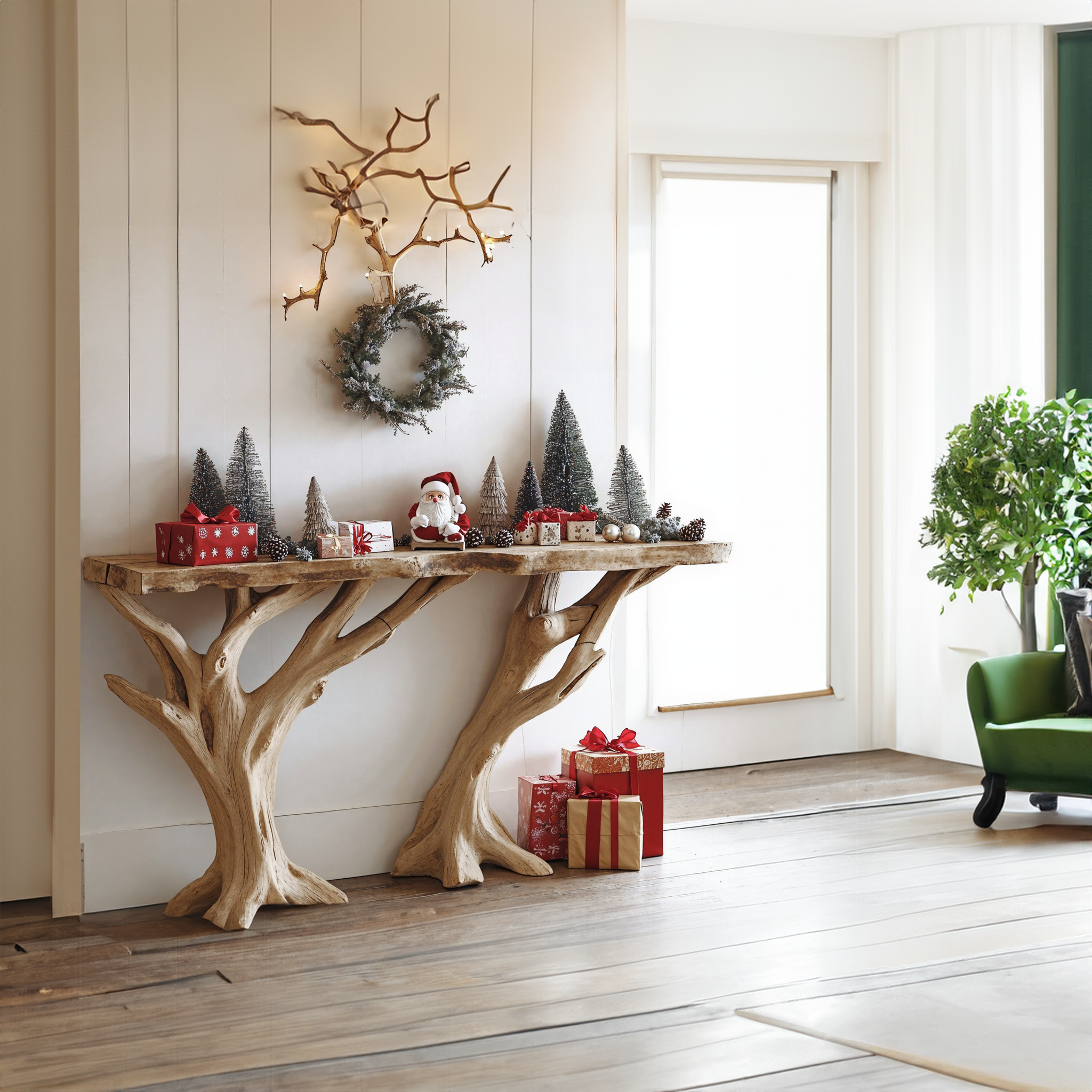 Reclaimed Wood Entryway Side Table Christmas Decor SILDTCSC025