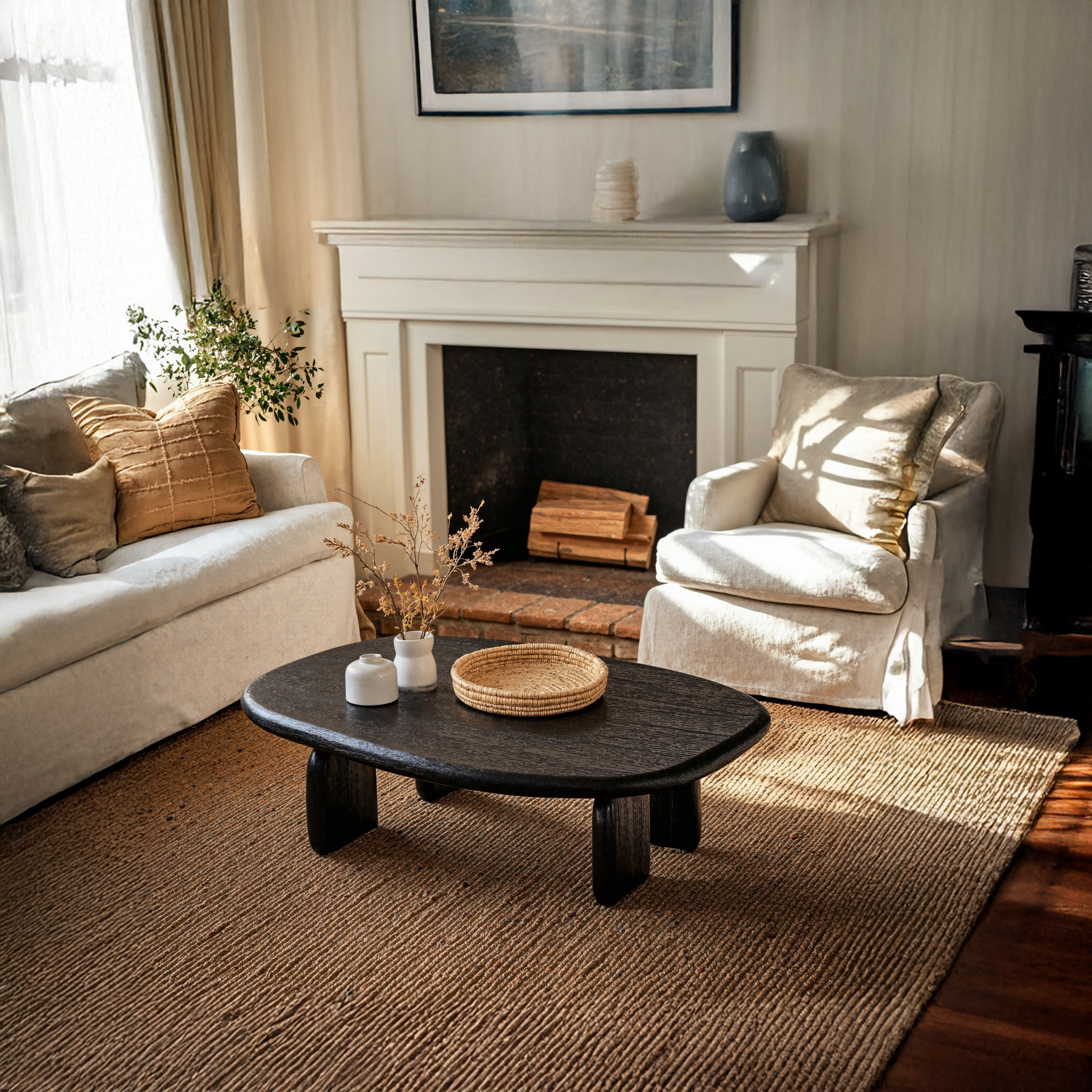 Black Live Edge Coffee Table For Living Room SILDTCF074