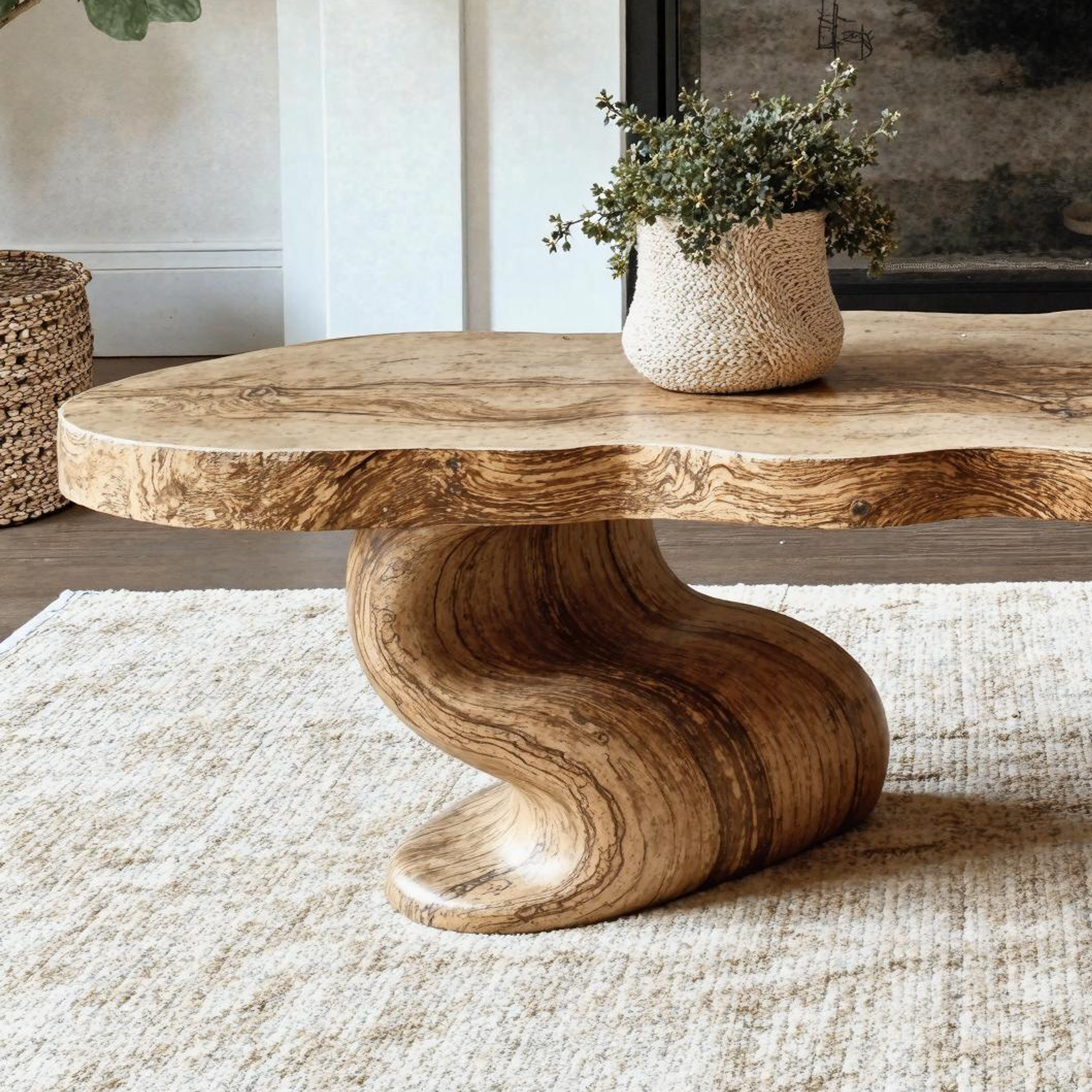 Handcrafted Wood Coffee Table Nature Inspired SILDTCF110