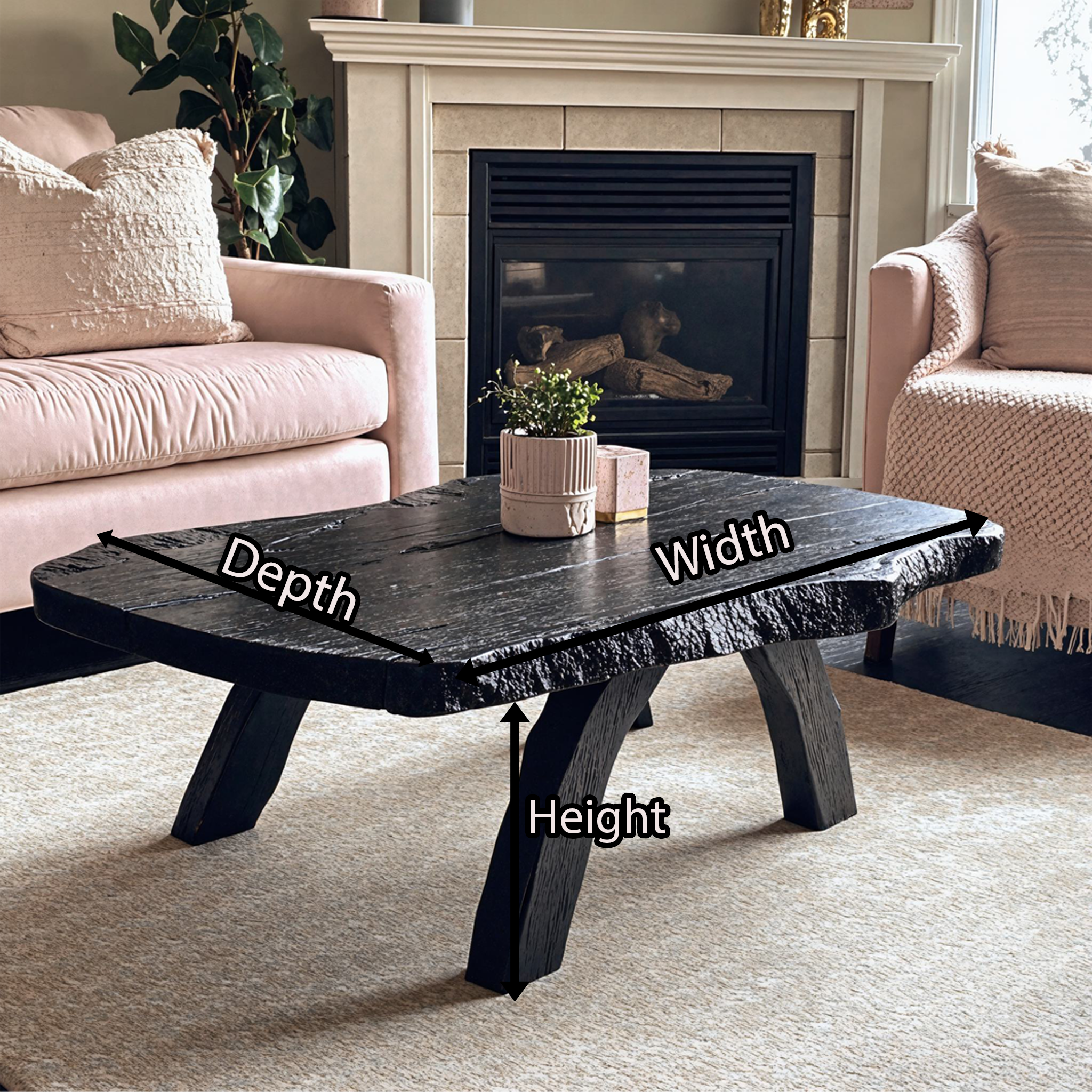 Black Modern Wooden Coffee Table Sofa Table SILDTCF072