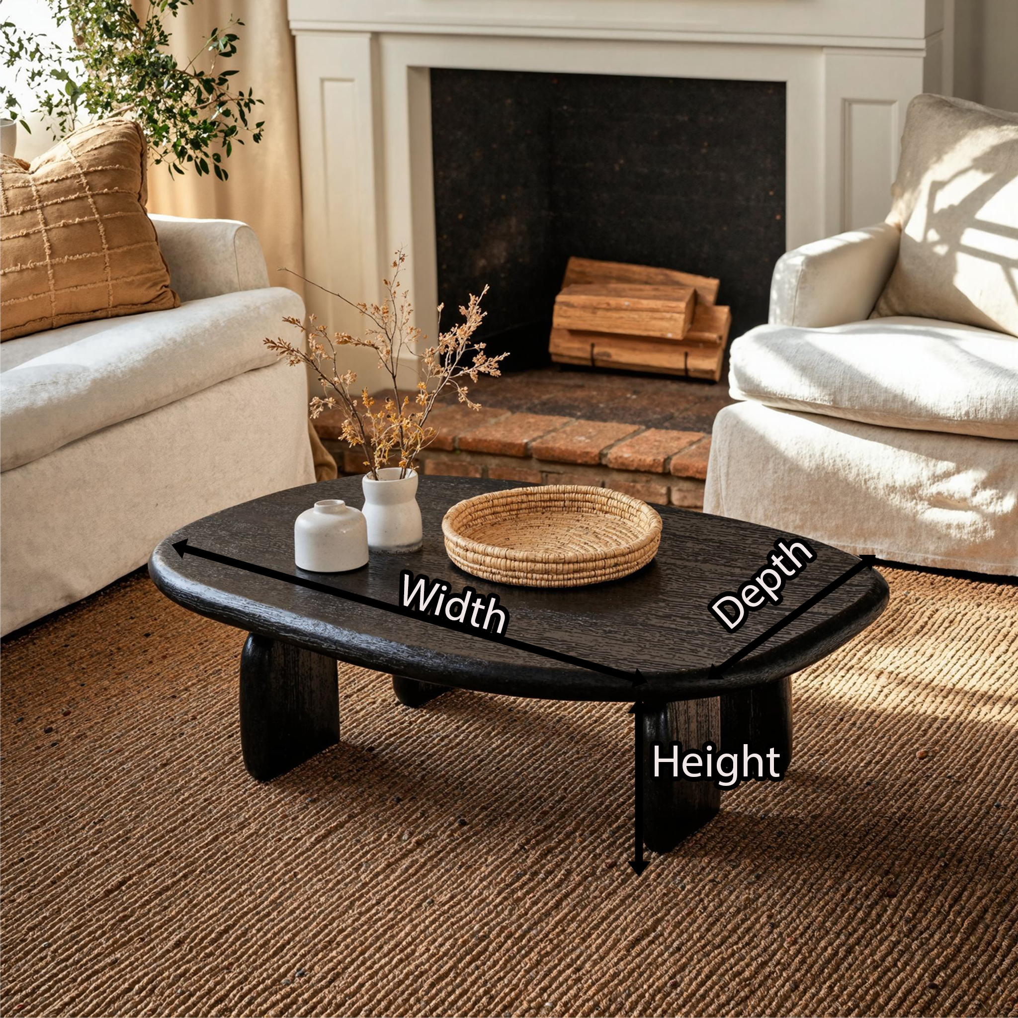 Black Live Edge Coffee Table For Living Room SILDTCF074