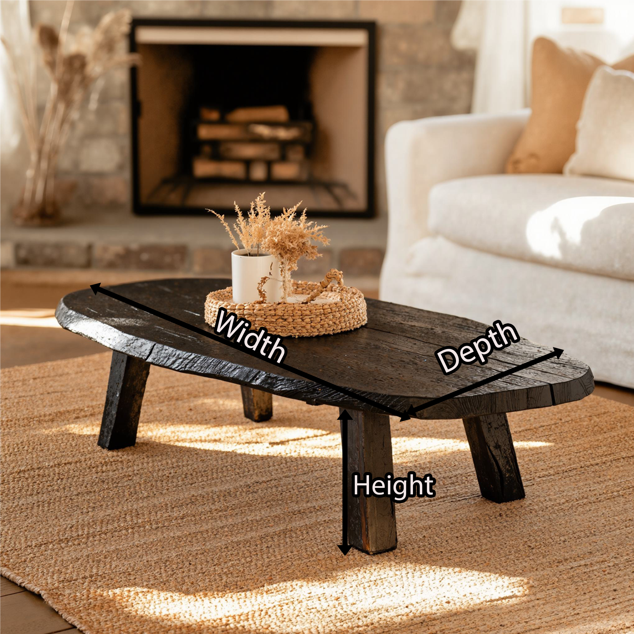 Handcrafted Black Coffee Table End Table SILDTCF073