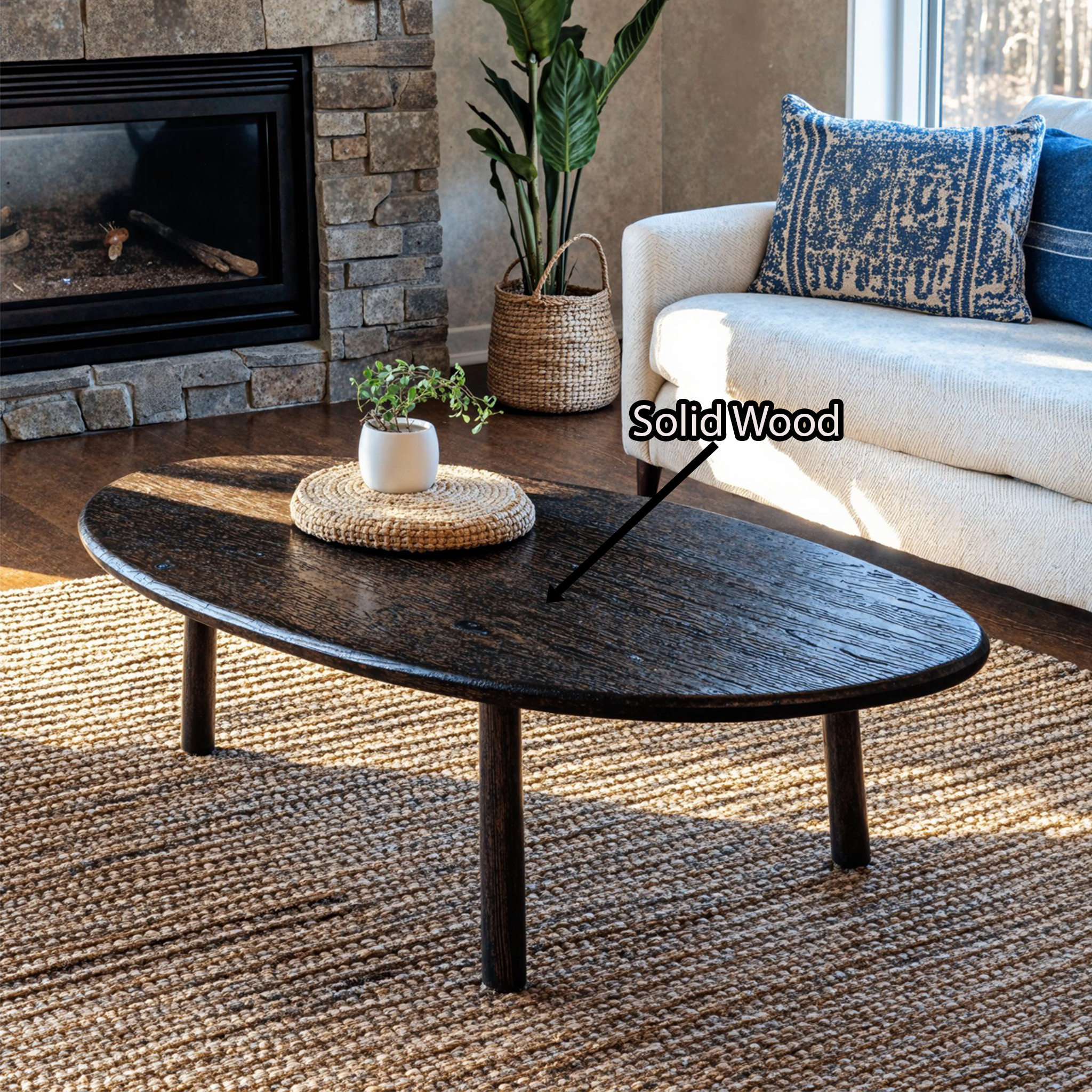 Black Live Edge Coffee Table Handcrafted Table SILDTCF082