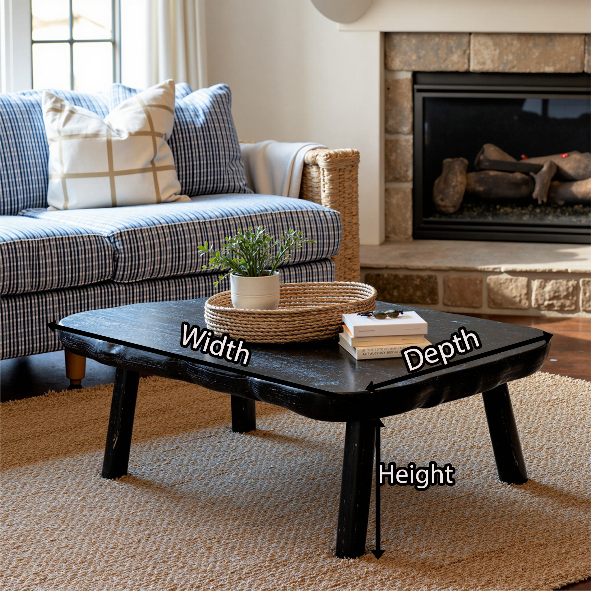 Black Wooden Coffee Table Sofa Table SILDTCF071