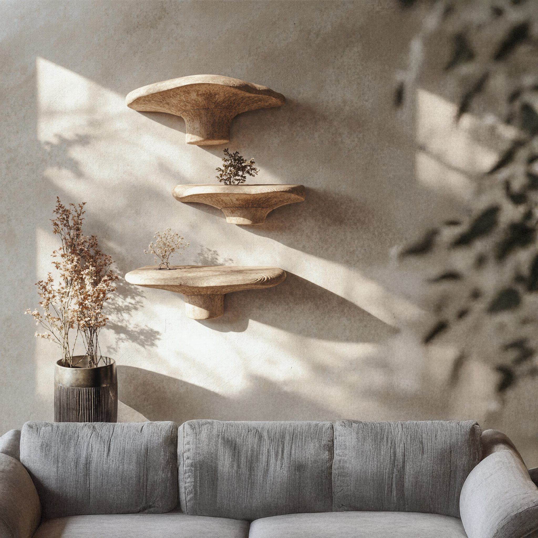 Customizable Wooden Mushroom Shelf For Home Styling SILDTMR007