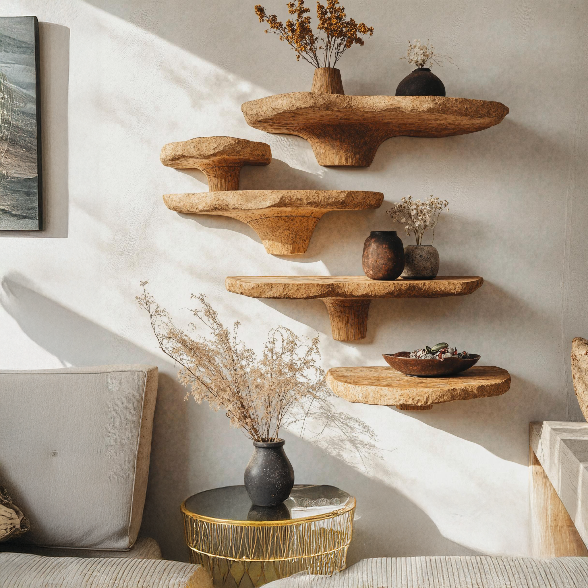 Stylish Wood Mushroom Shelf For Home Organization SILDTMR011