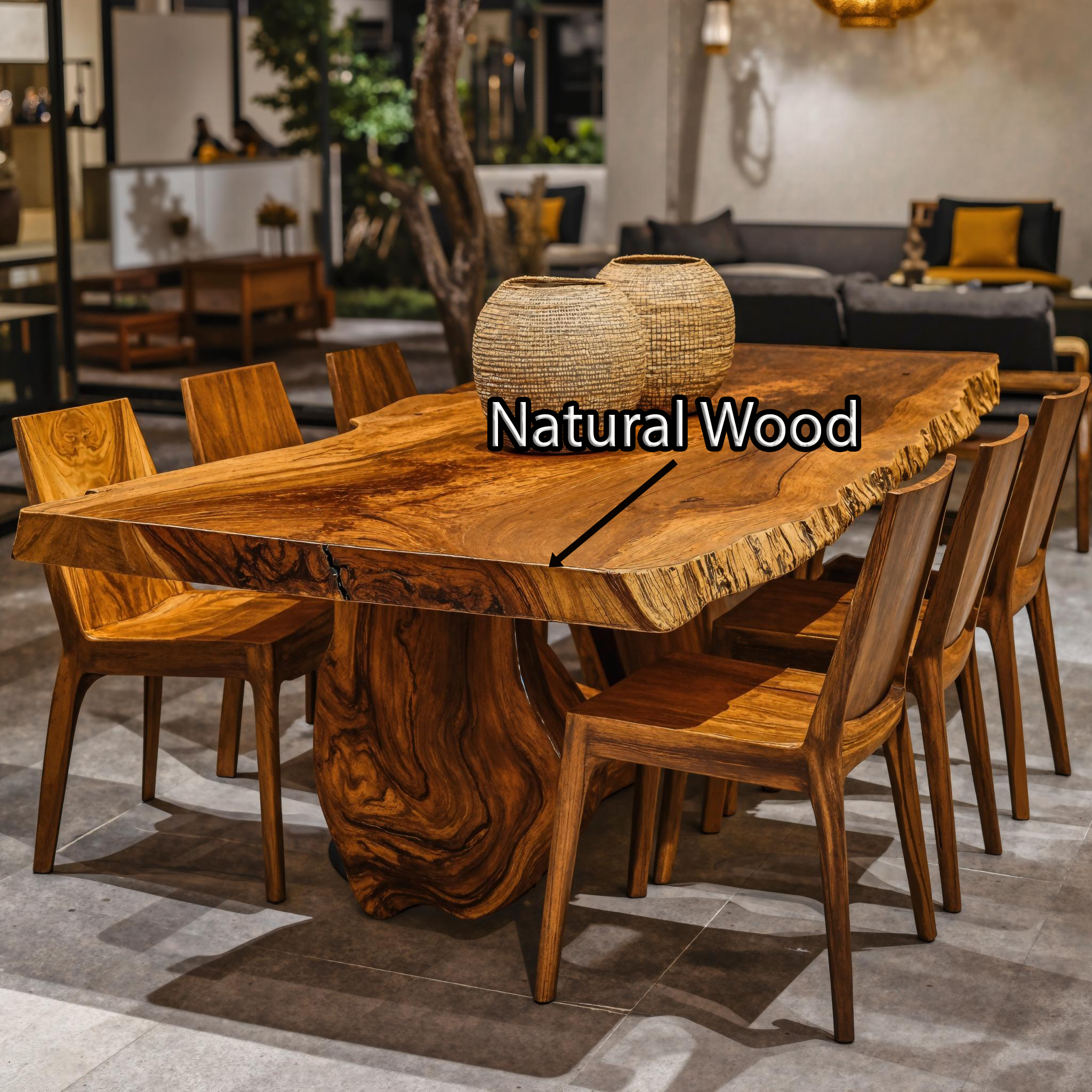 Farmhouse Large Natural Wood Dining Table For Holiday Gatherings SILDTDN010