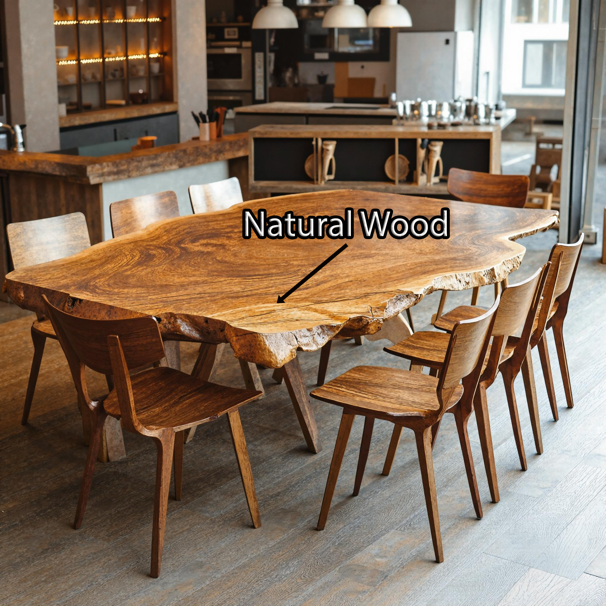 Modern Large Natural Wood Dining Table For Open Concept Dining SILDTDN012