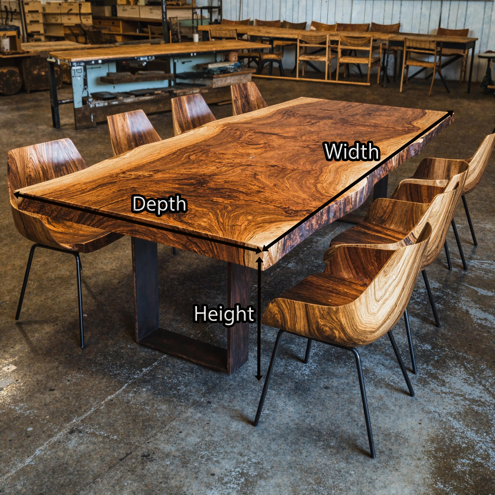 Rustic Live Edge Solid Wood Dining Table For Family Feasts SILDTDN006