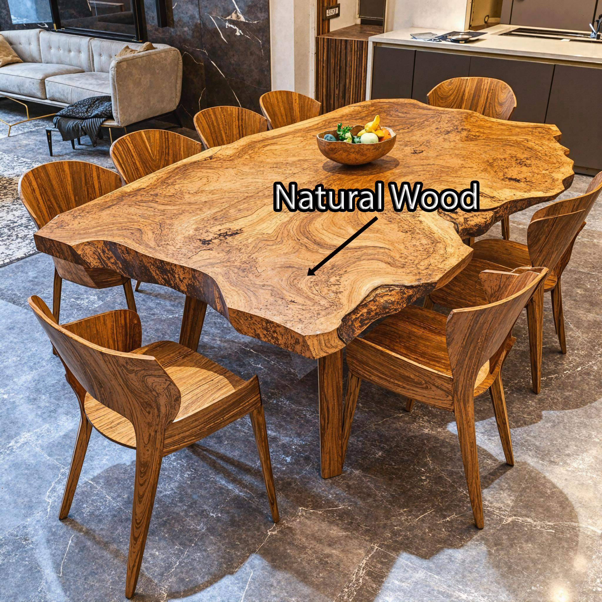 Rustic Live Edge Wooden Dining Table For Open Kitchen SILDTDN002