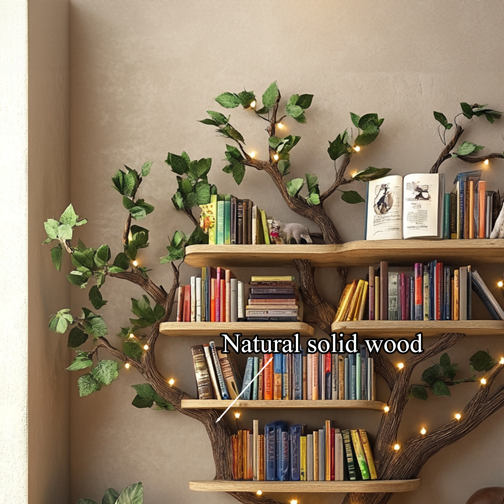 Black Tree Bookshelf Floating Shelf Bookcase SINLTB117