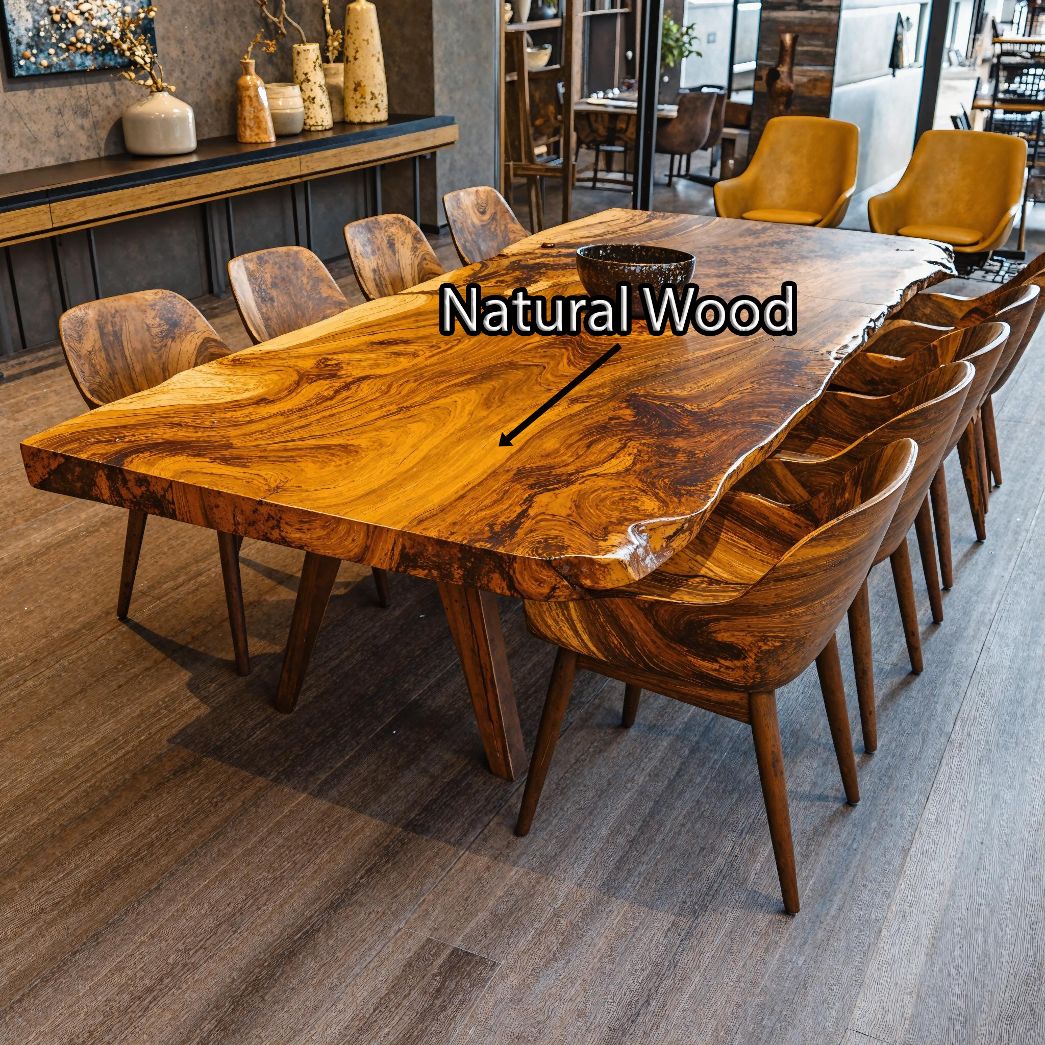 Minimalist Natural Wood Dining Table For Bright Dining Space SILDTDN007