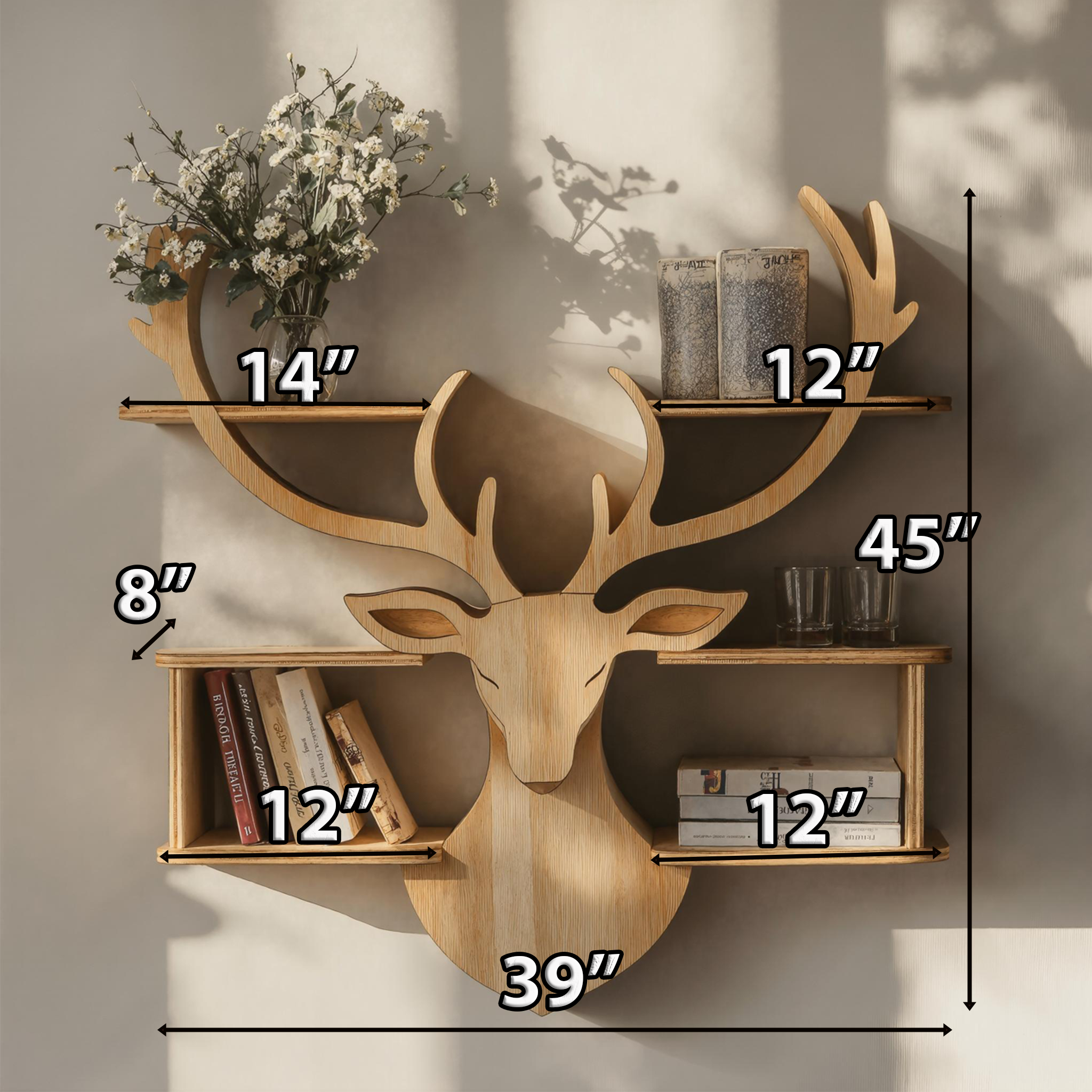 Minimalist Wood Deer Shelf For Stylish Home Display SILDTDE015