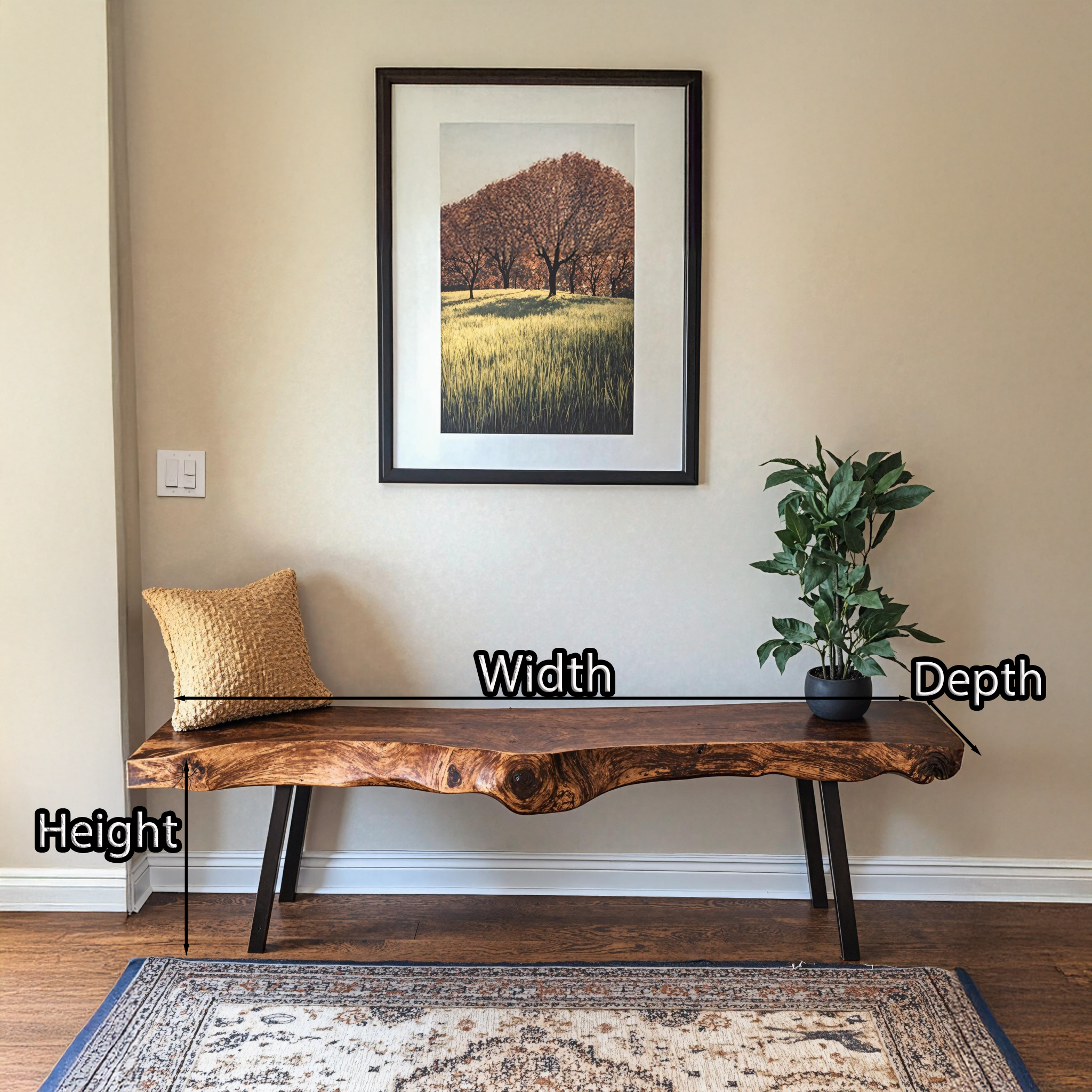 Handcrafted Rustic Wood Bench For Indoor Use SILDTWB003