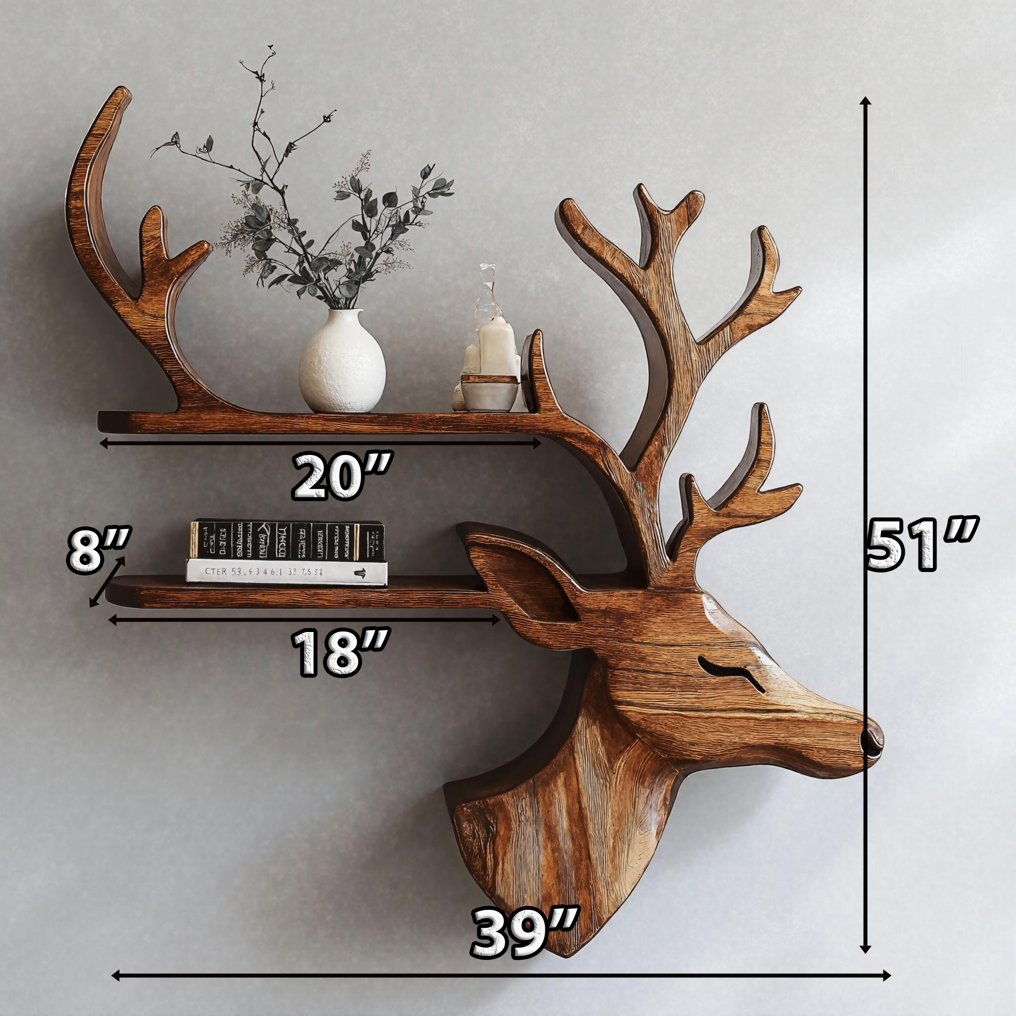 Handmade Wood Deer Shelf For Living Room Storage SILDTDE004