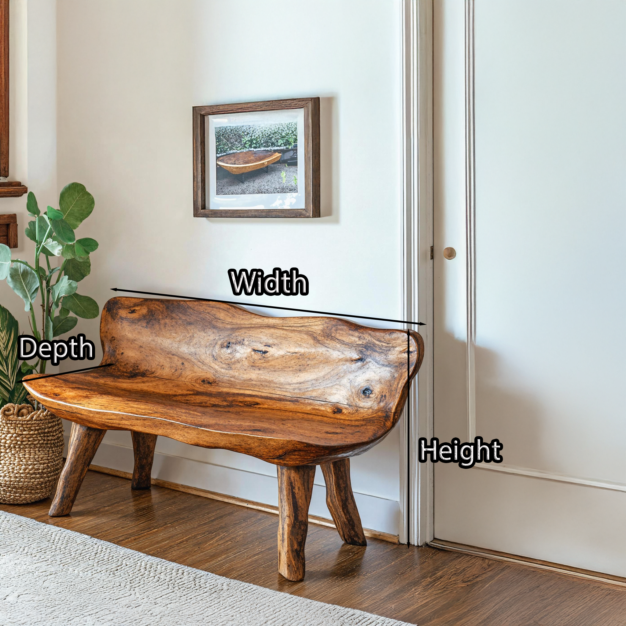 Elegant Handcrafted Wood Bench For Classic Home Interiors SILDTWB012