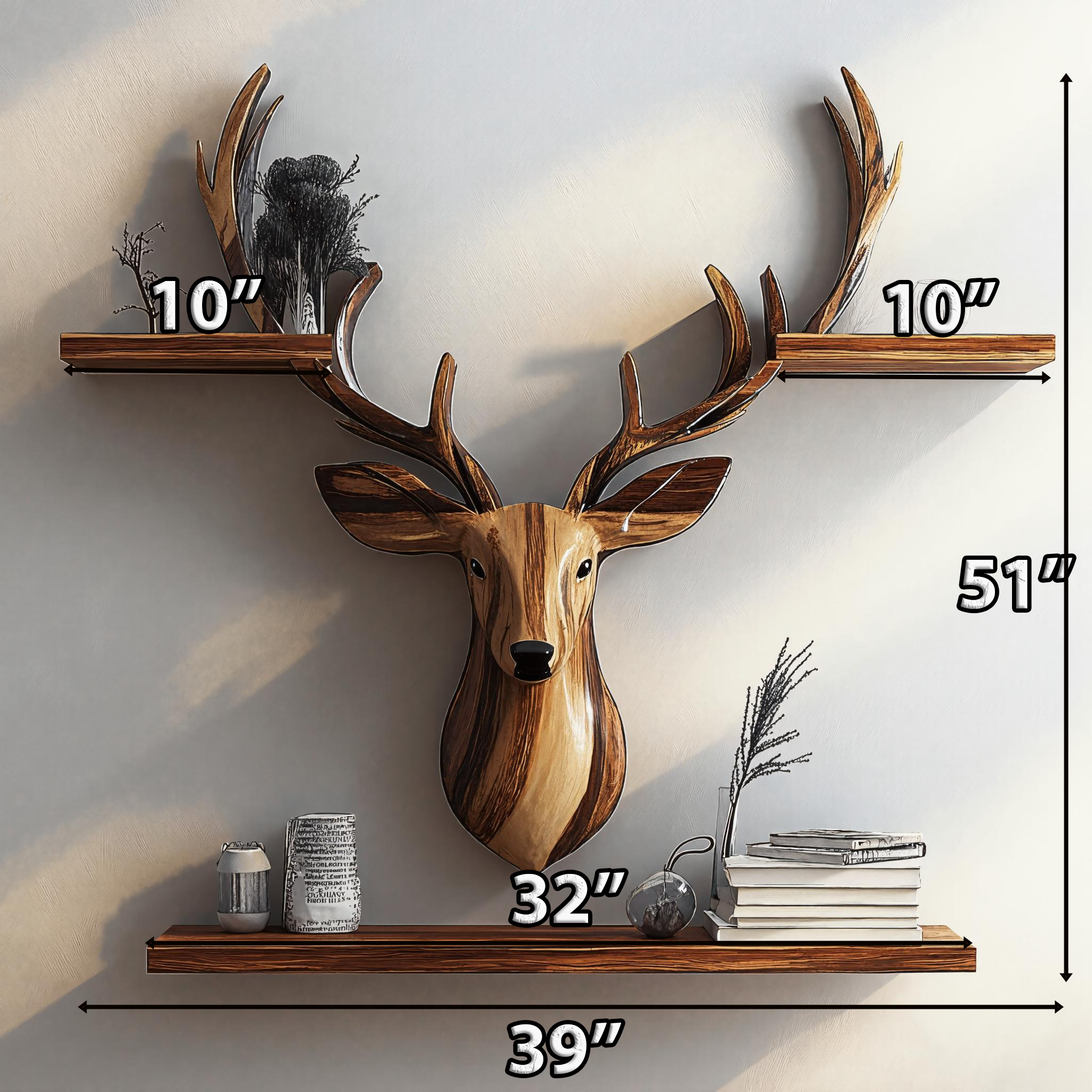 Decorative Wooden Deer Wall Shelf For Country Homes SILDTDE012