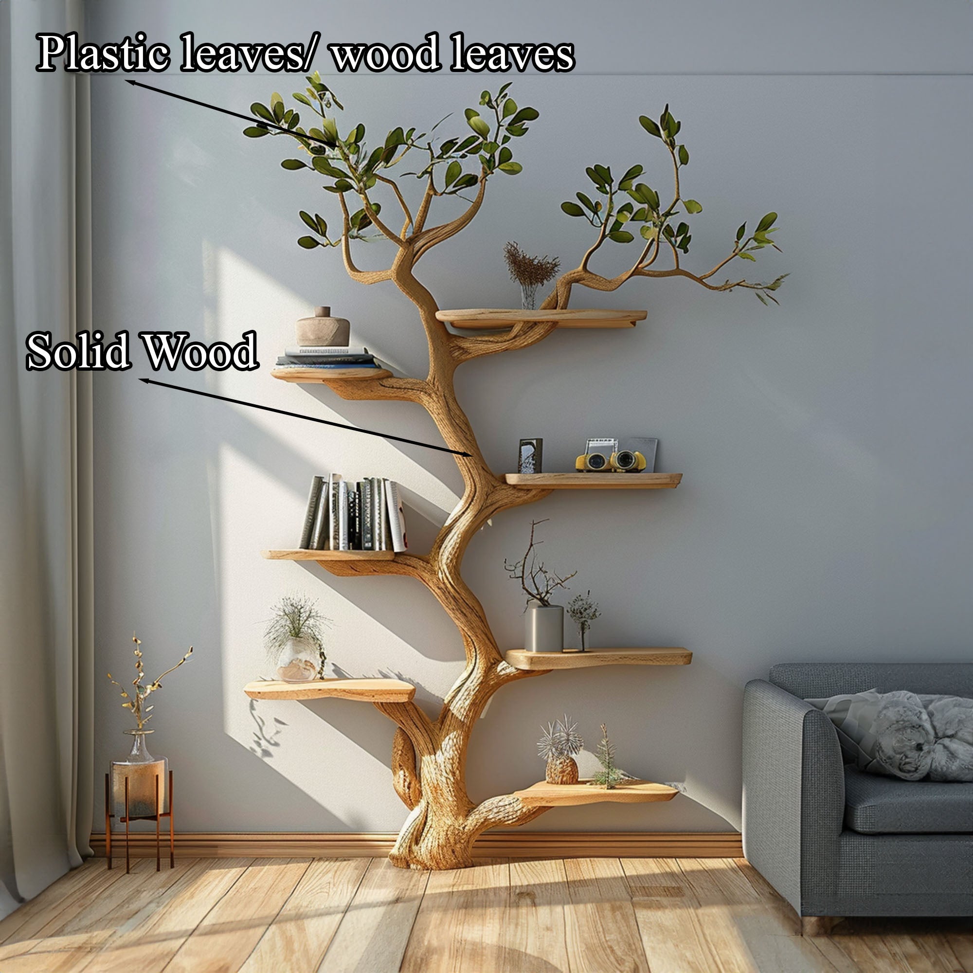 Artistic Wild Mulberry Wood Tree Bookshelf Wall Decor For Bedroom SINLTB009