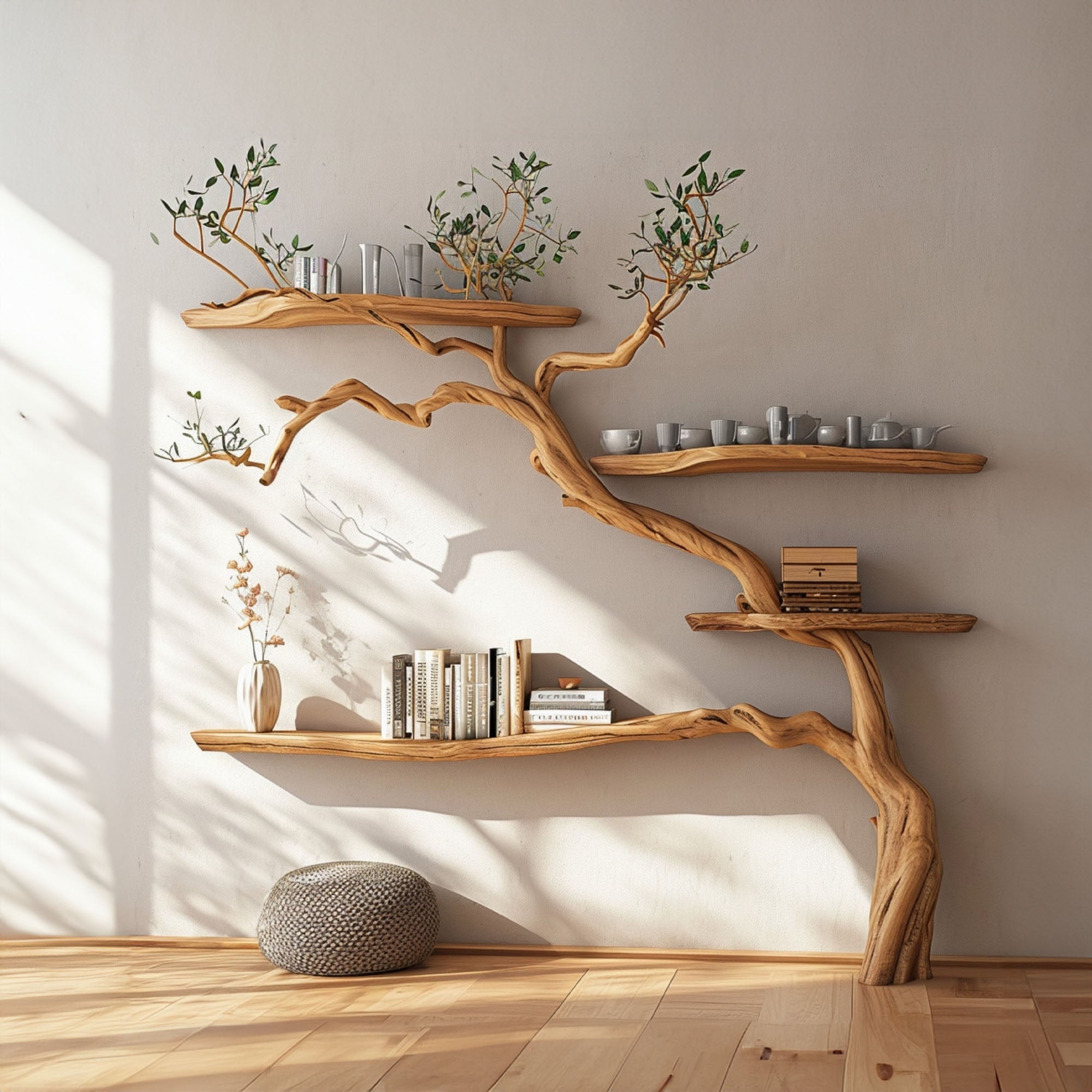 Tree Branch Floating Shelves Montessori Wall Mount Bookshelf SINLTB037