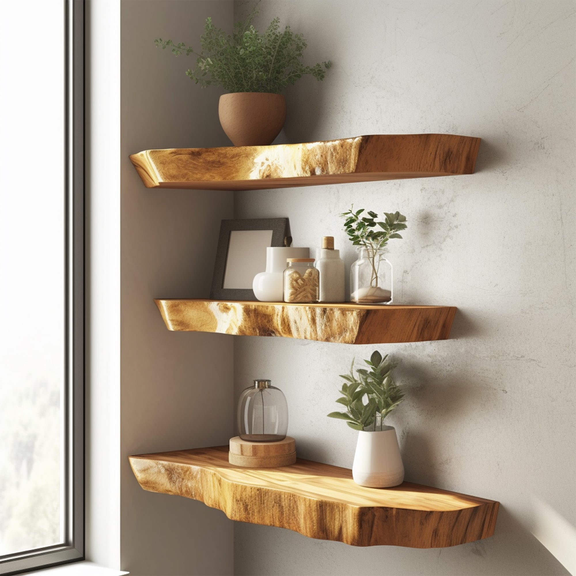 Live Edge Wall Shelves Floating Shelf Living Decor SILDTFL098