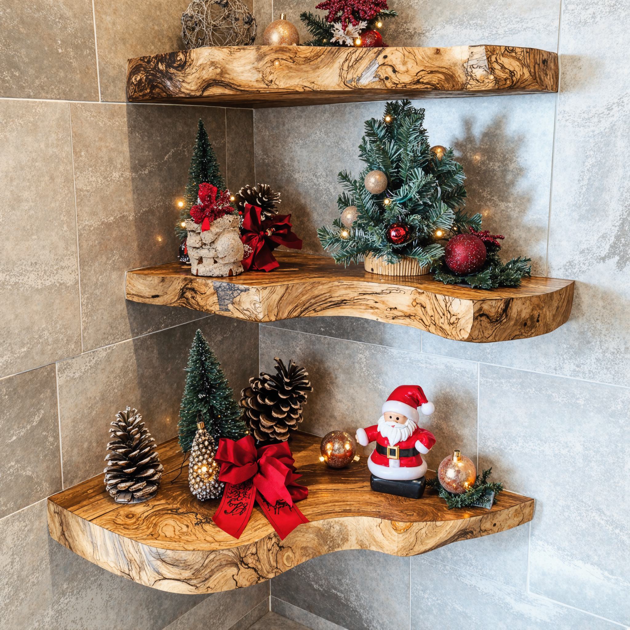 Floating Shelves Live Edge Xmas Floating Shelf Christmas Decor SINLCM009