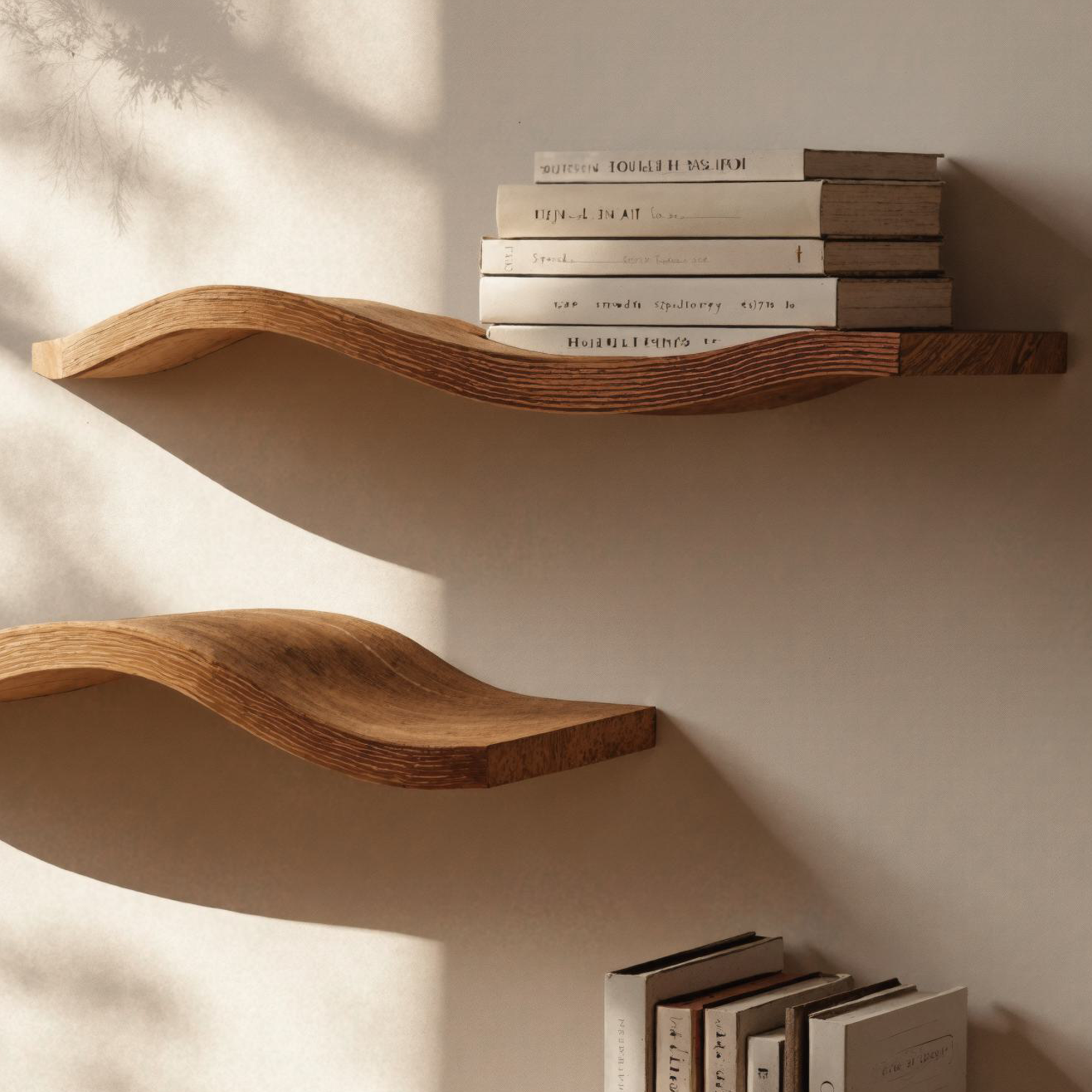 Wavy Floating Shelves Live Edge Oak Floating Shelf  SINLWV003